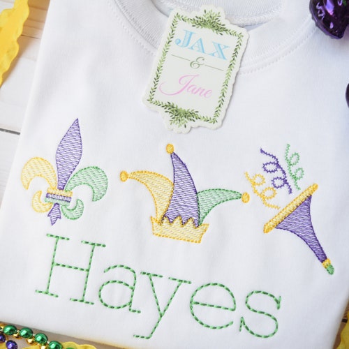 mardi gras jester embroidery design