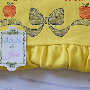 School Embroidery Design, Back to School Embroidery Design, Apple Ribbon Embroidery Design, Girl School Embroidery Design, School Embroidery