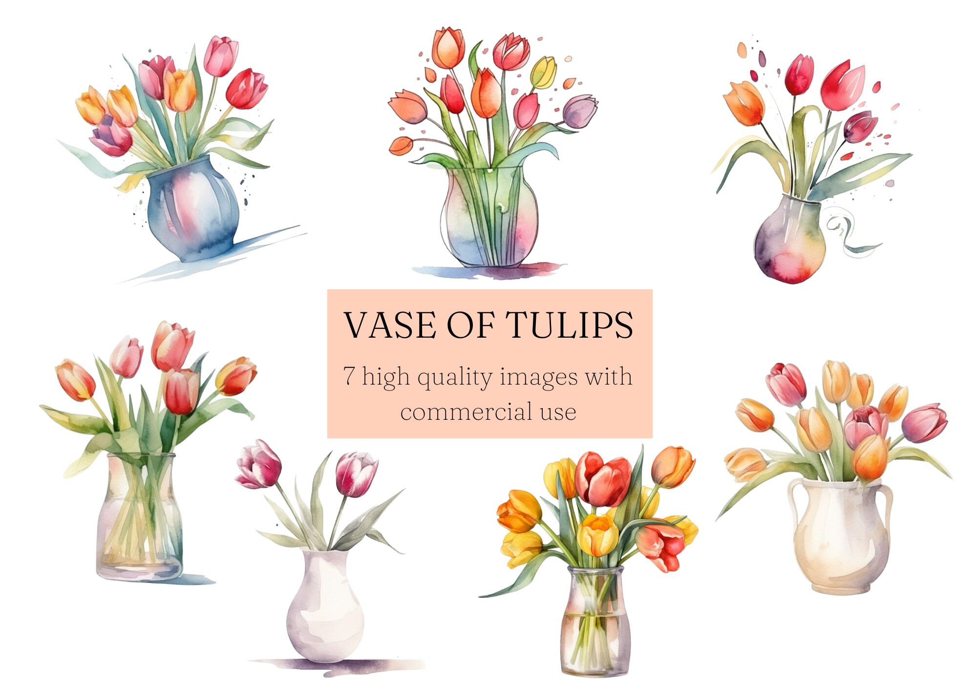 Vase of Tulip Clipart Bundle, Flower PNG, Sublimation Designs, Tulip ...