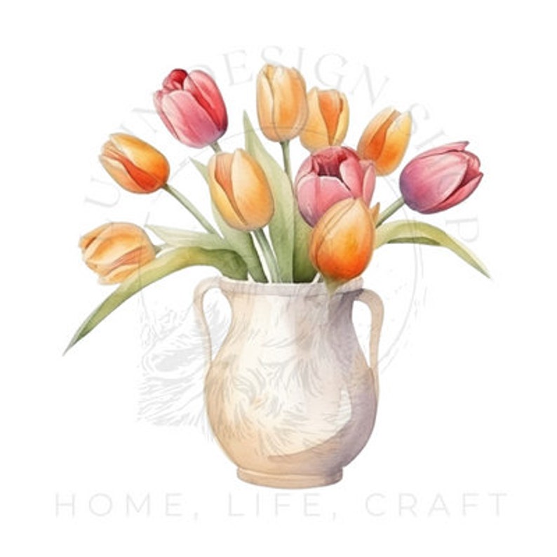 Vase of Tulip Clipart Bundle, Flower PNG, Sublimation Designs, Tulip ...