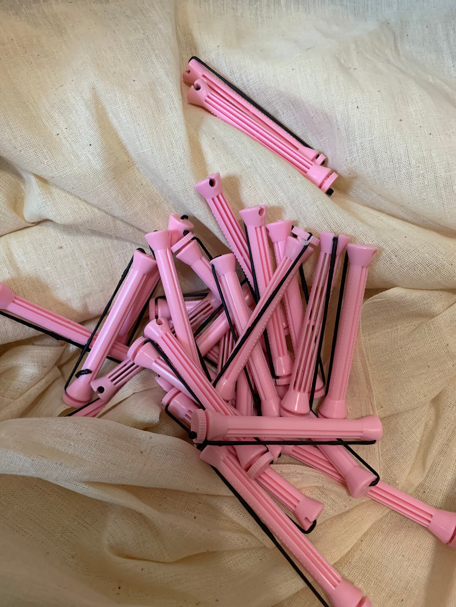 Set of 29 Pink Regular Thin Sized Vintage Perm Rods w/ Elastic Etsy