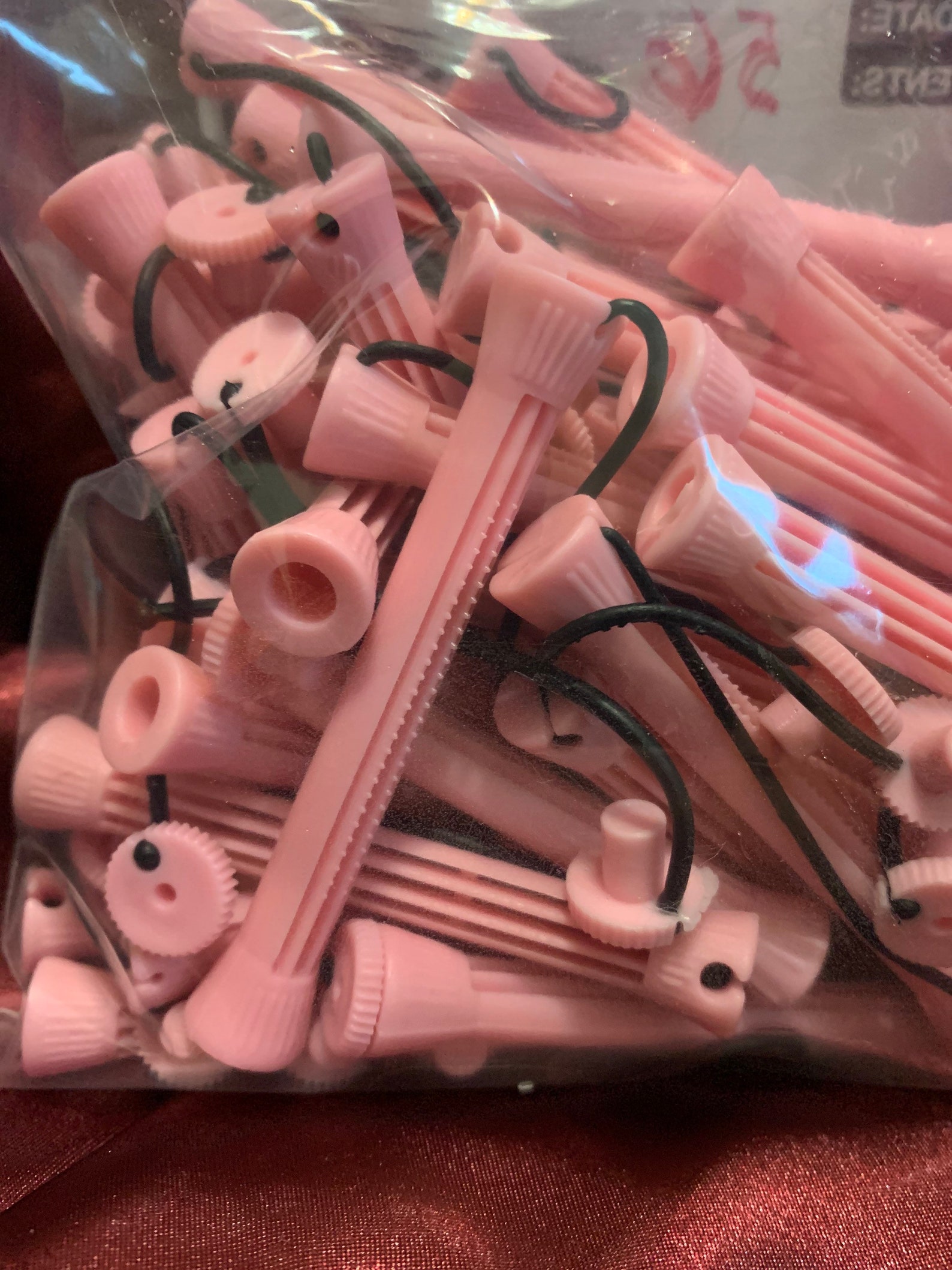 Set of 56 Pink Vintage Elastic Closure Perm Rods with Snaps Etsy