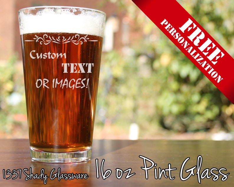 CUSTOM PINT GLASS Personalized 16 Oz Craft Beer Wedding Etsy