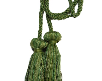 Conso 60365 I16 NATURAL GREEN CHAMPAGNE GOLD Decorative Double Tassel Chair Tie