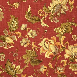 Mill Creek Jacobean bloemen CARNELIAN woondecoratie linnen draperie bekleding kussen naaistof - verkocht op maat gesneden