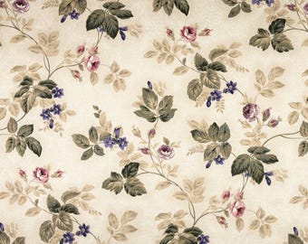 Vintage Purple Pink Floral Cotton Jacquard Drapery Pillow Upholstery Fabric: Richloom Heather - By the Yard