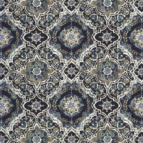 Floral MEDALLION Home Decor Drapery Upholstery Pillow Fabric - 2 Colorways - By the Yard