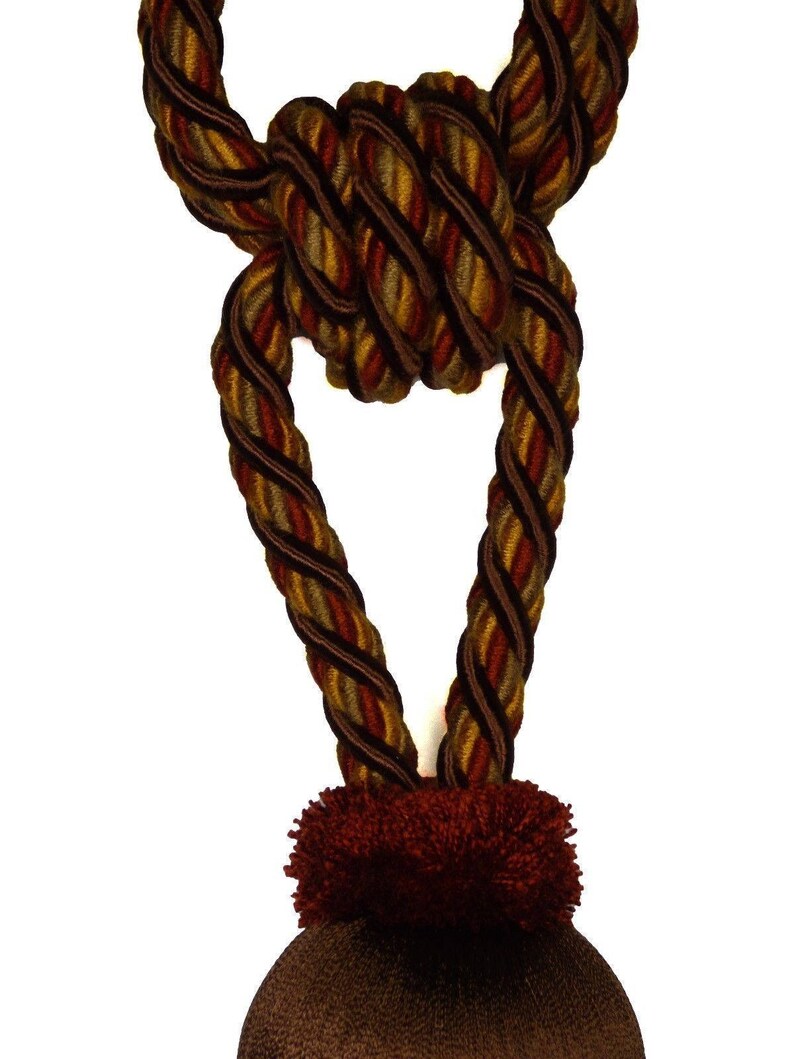 Belagio Nantucket Trimming Fairville Collection MAHAGONY BROWN Spice Rust Mix Decorative Drapery Curtain Single Tassel Tieback