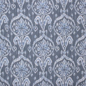 P Kaufmann KAMPALA Ikat LAKELAND BLUE Cotton Home Decor Drapery Curtain Valance Upholstery Pillow Sewing Fabric - Sold by the Yard