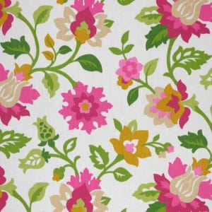 Pink Floral Cotton Drapery Upholstery Pillow Fabric - Waverly Set in Spring - By the Yard
