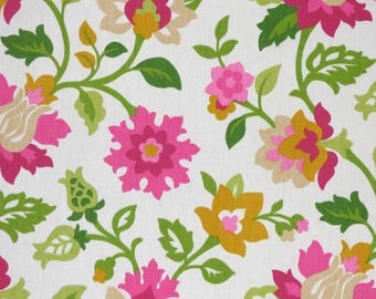 Pink Floral Cotton Drapery Upholstery Pillow Fabric - Waverly Set in Spring - By the Yard
