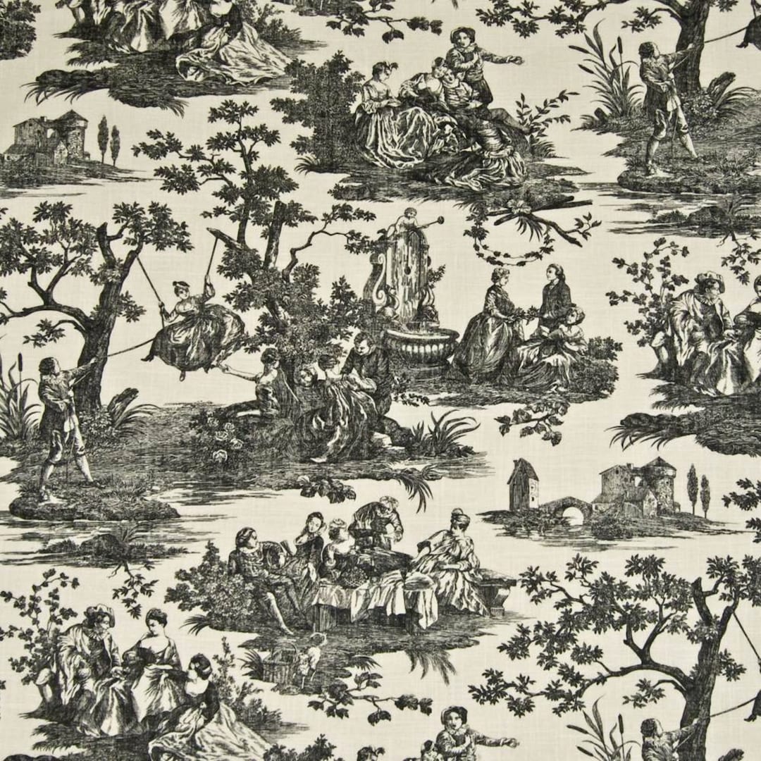 Waverly IDYLLIC DAYS Traditional Country Toile ONYX Home Decor Drapery ...
