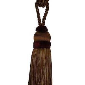 Belagio Nantucket Trimming Fairville Collection DARK BRICK Sumac Sable Brown Decorative Drapery Curtain Single Tassel Tieback