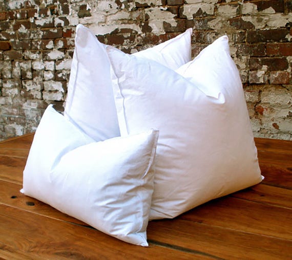 10 90 Goose Down Duck Feather Pillow Insert Form White Muslin Etsy