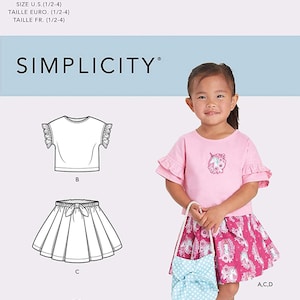 Simplicity-naaipatroon S9118: peutertop, rok en portemonnee - Amerikaanse maat 1/2-4