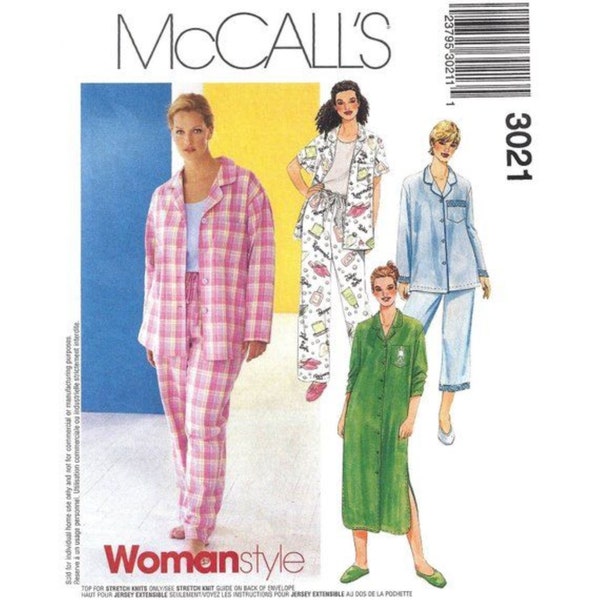 McCall's Sewing Pattern 3021, Women's Petite-Able Nightshirt Tank Top Pants, US Size RR, Factory Folded Uncut, Direction Insert Included