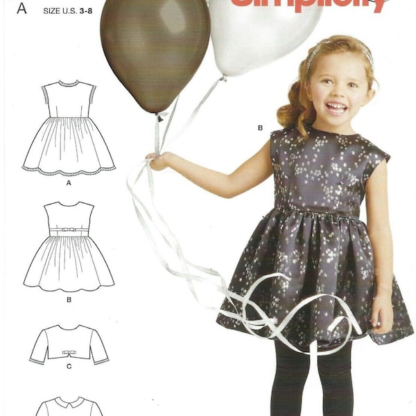 Simplicity Sewing Pattern D0708 8306, Children Girl Vintage 1950's Party Dress, US Size 3-8, Factory Folded Uncut, Direction Insert Included