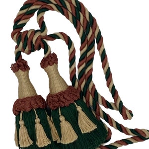 Decorative  Drapery Curtain Tassel Tieback - Conso Trim 21962 V10 HUNTER GREEN Clay Wheat - Sold by the Piece