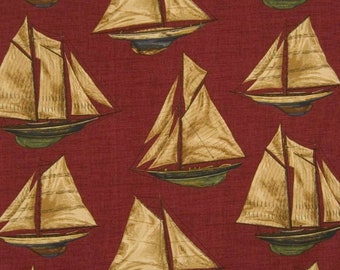 Braemore FAIR HARBOR Nautical SUNSET Sailboat Drapery Curtain Upholstery Pillow Sewing Fabric - Sold by the Yard