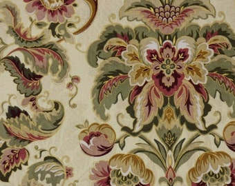 Mill Creek Floral Medallion ALMOND Home Decor Cotton Drapery Pillow Sewing Fabric - Sold By the Yard