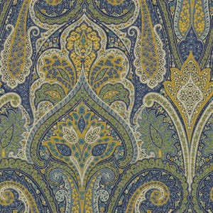 Waverly CASHMERE Paisley SAPPHIRE Home Decor Cotton Drapery Upholstery Pillow Sewing Remnant Fabric - 1.875 Yard Piece
