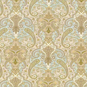 Paisley Damask Design Cotton Drapery Curtain Upholstery Pillow Fabric: Waverly Lyrical Legend Shitake - By the Yard