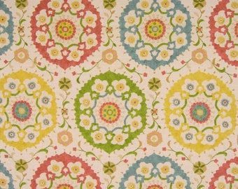 Tela para tapicería de almohadas y cortinas con patrón Suzani: Richloom Cornwall Garden - 1,5 yardas