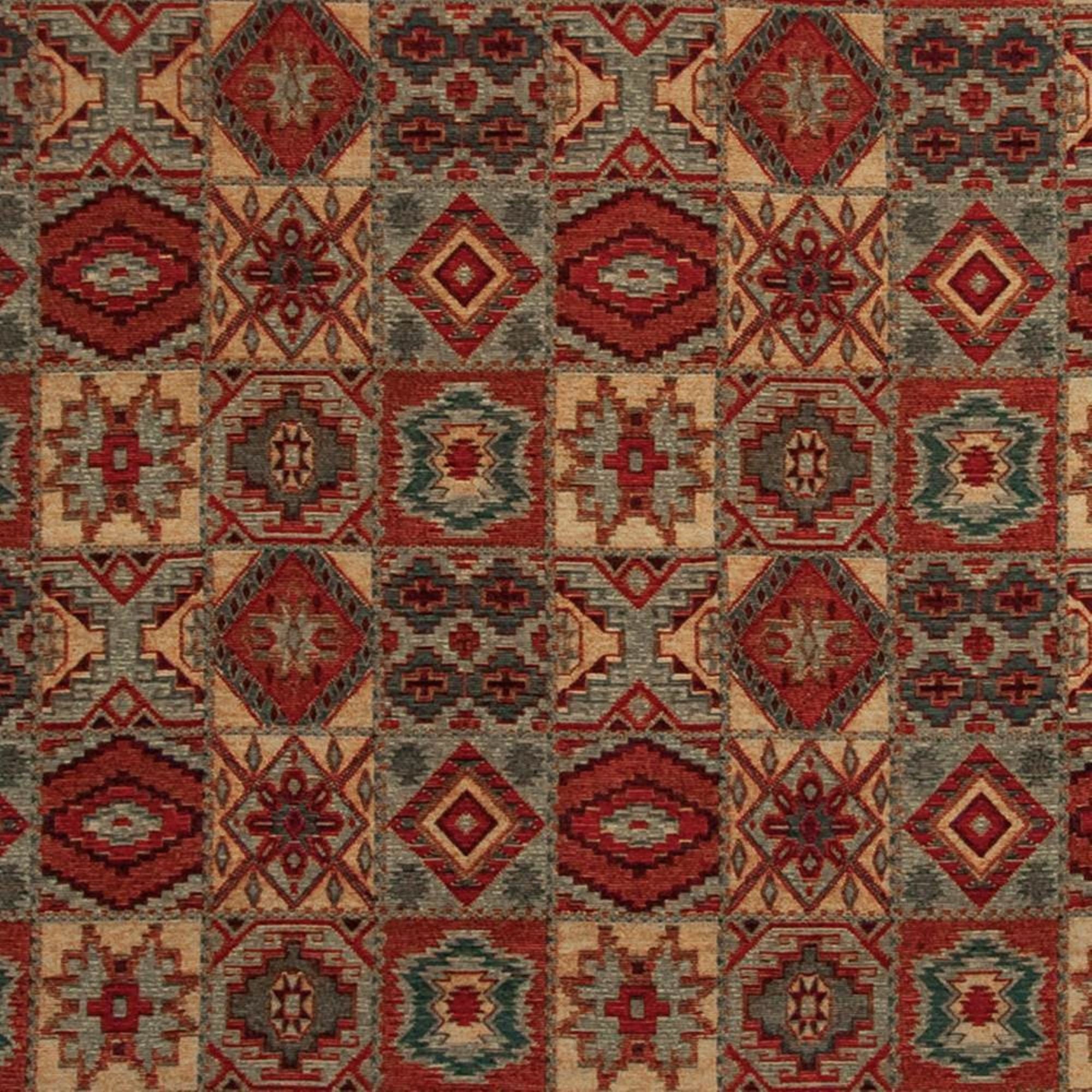 Southwest Woven Chenille INDIGO BLUE RED Upholstery Cushion Pillow Craft Sewing Fabric - Sold by the Yard