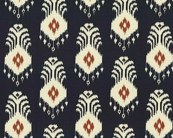 Blue Ikat Cotton Drapery Cushion Pillow Upholstery Fabric: Mill Creek Nate Berkus EL CONVENTO Indigo - By the Yard