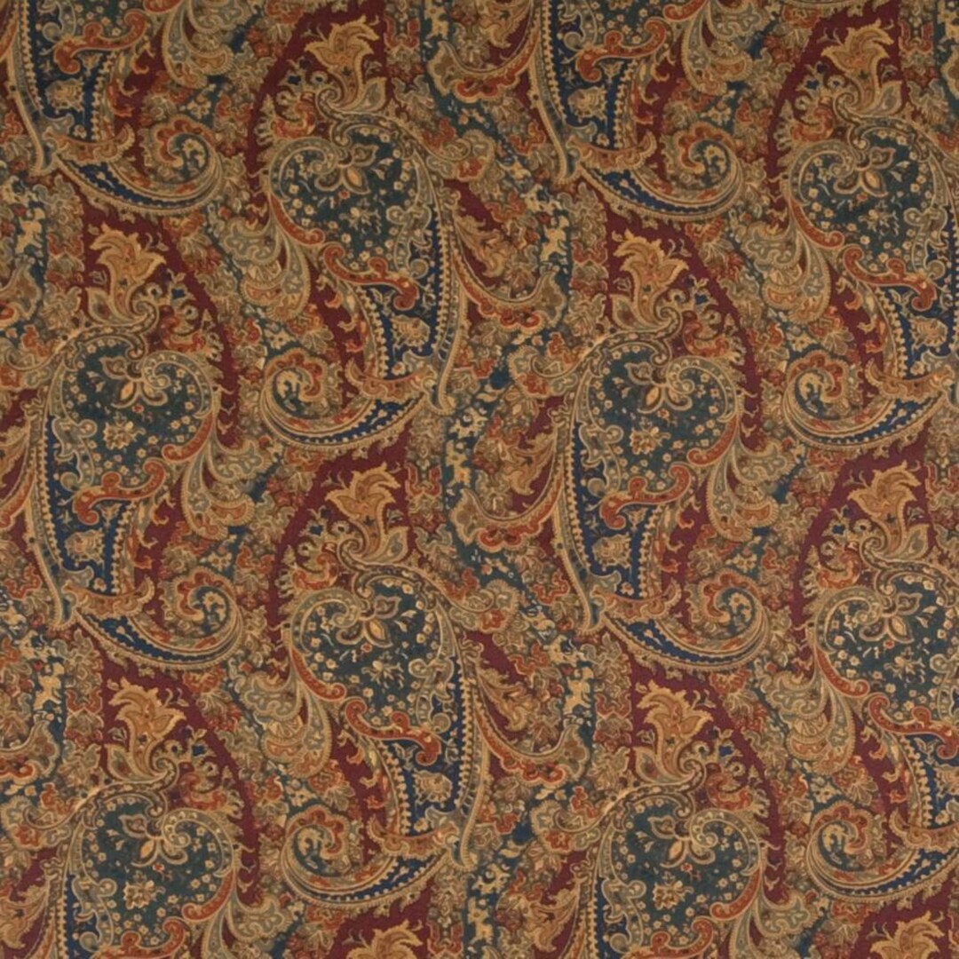 Mill Creek Paisley JEWEL Cotton Drapery Curtain Pillow Fabric - 1.875 ...