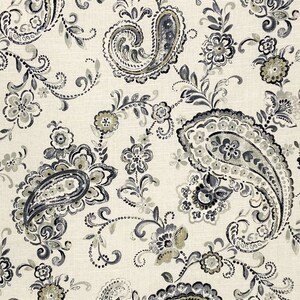 Mill Creek SARASENO Paisley GRAPHITE GRAY Home Decor Linen Drapery Upholstery Remnant Pillow Sewing Fabric - One Yard Piece