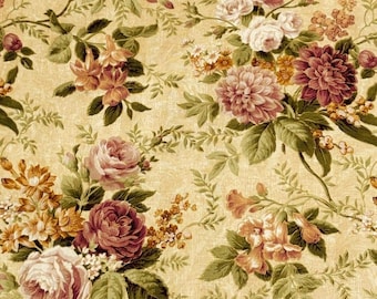 Tela para tapicería de almohada de algodón con estampado floral morado vintage: Richloom Heather (cortada a medida)