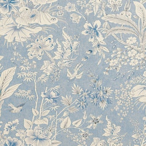 Thibaut ROSALIND Floral Toile Drapery Home Decor Linen Fabric - 5 Colorways - Sold by the Yard