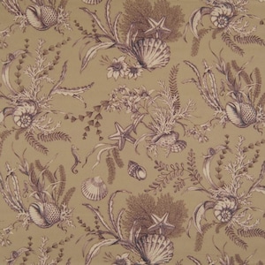 P Kaufmann Nautical Beach Sea Shells AMETHYST Home Decor Cotton Drapery Upholstery Pillow Sewing Fabric - One Yard Piece