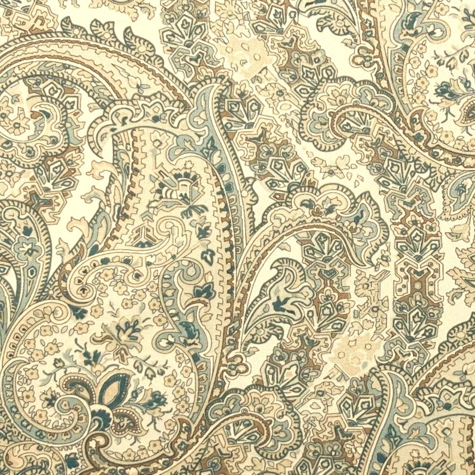 Green Paisley Cotton Drapery Curtain Pillow Upholstery Fabric: Mill ...
