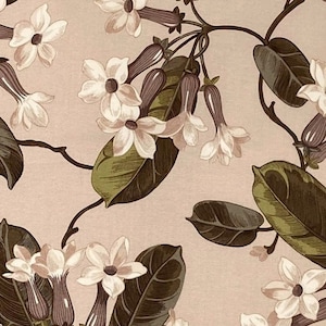 Braemore BLOSSOM Botanical TRUMPET FLORAL Purple Home Decor Cotton Drapery Upholstery Pillow Sewing Fabric - Sold by the Yard
