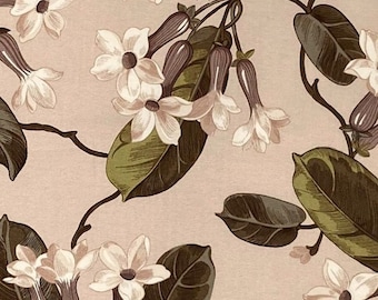 Braemore BLOSSOM ボタニカル トランペット フローラル パープル ホームデコレーション コットン カーテン 室内装飾 枕 裁縫用生地 - ヤード単位で販売