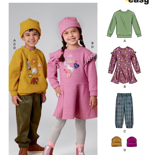 NEW LOOK Simplicity Sewing Pattern N6715, Childrens Top Pants Dress Hat, US Size 3-8, Factory Folded Uncut