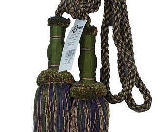 Decorative Drapery Curtain Tassel Tieback - Conso Trims 22048 P59 GREEN PURPLE TANGERINE - Sold by the Piece