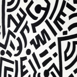 Yin Yang Contemporary Geometric Upholstery Pillow Fabric: Domino Black & Off-White - By The Yard