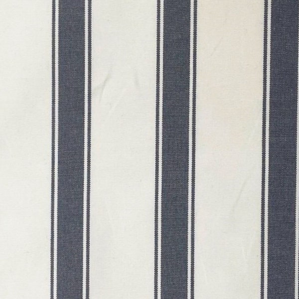 Woven Stripe NAVY BLUE White Home Decor Drapery Curtain Valance Upholstery Cushion Pillow Remnant Sewing Material Fabric - Sold by the Yard