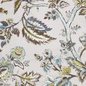 P Kaufmann Floral STONE GRAY Home Decor Cotton Drapery Upholstery Pillow Remnant Sewing Fabric - One Yard Piece