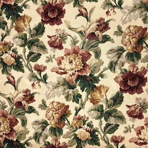 Mill Creek Vintage Floral AUTUMN Home Decor Cotton Jacquard Drapery Upholstery Pillow Remnant Sewing Fabric - One Yard Piece