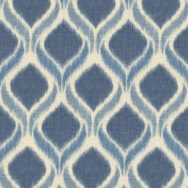 Mill Creek Contemporary Modern Ikat ATLANTIC BLUE Drapery Curtain Valance Upholstery Pillow Remnant Sewing Fabric - One Yard Piece