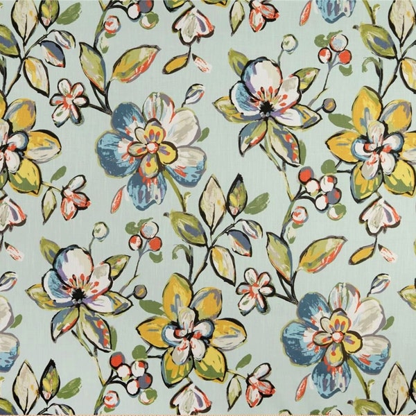 Swavelle Mill Creek OSKALOOSA Floral ROBIN'S EGG Blau Home Decor Drapierung Volant Kissen Polsterung Rest Nähstoff - 94 "L x 54"Breite