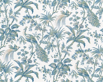 Thibaut Anna French PEACOCK TOILE Linen Drapery Pillow Upholstery Fabric - 5 Colorways