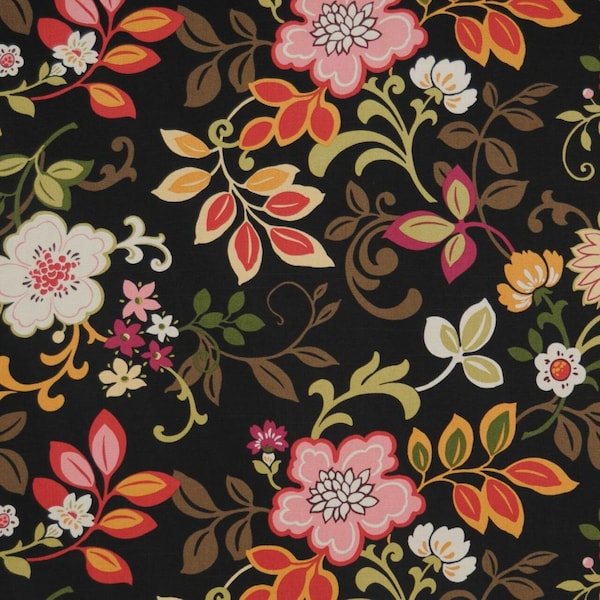 Mill Creek Raymond Waites PADMA Contemporary Floral BLACK SWAN Home Decor Drapery Valance Pillow Remnant Sewing Fabric - Sold by the Yard