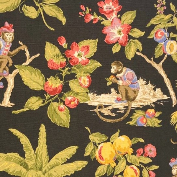 P Kaufmann CHEEKY MONKEY Novelty EBONY Home Decor Drapery Valance Upholstery Pillow Sewing Fabric - Sold by the Yard - Minor Flaw