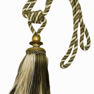 Decorative Drapery Curtain Tassel Tieback - Trimland 3314 ANTIQUE GOLD - 1512 GREEN - Sold by the Piece