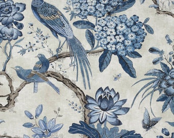 Thibaut Anna French VILLENEUVE Floral Drapery Upholstery Home Decor Linen Fabric - 7 Colorways - Sold by the Yard